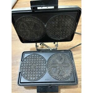 Vintage Rival 9705/1 Pizzelle Waffle Baker Tested Reversible Plates